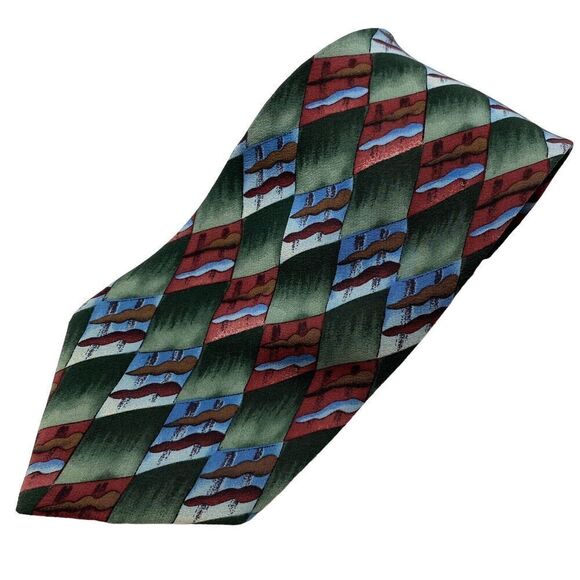 Molecular Expressions Tie Men's Necktie Cocktail Collection Green Maroon Novelty - Picture 1 of 7